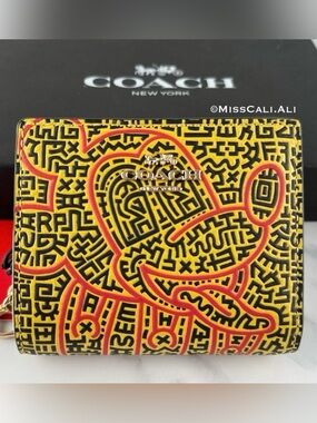 NWT COACH X Disney Mickey Mouse Keith Haring Snap Wallet